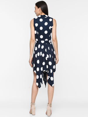 Porsorte Women Polka Dot Viscose A-line High Low  Dress