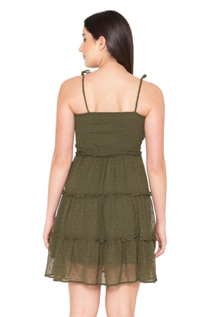 Porsorte Womens Grey Cotton Printed Flared Dress