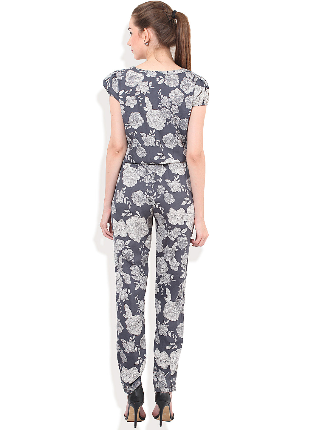 PORSORTE Floral printed Grey Off White Jumpsuit - www.porsorte.in
