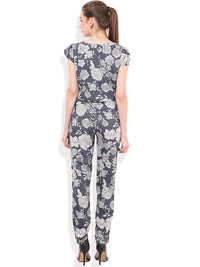 PORSORTE Floral printed Grey Off White Jumpsuit - www.porsorte.in
