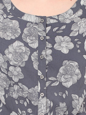 PORSORTE Floral printed Grey Off White Jumpsuit - www.porsorte.in