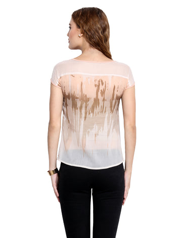 PORSORTE Women's Tie-Dye Polyester Brown White Top - www.porsorte.in