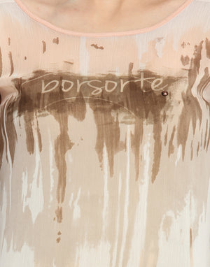 PORSORTE Women's Tie-Dye Polyester Brown White Top - www.porsorte.in