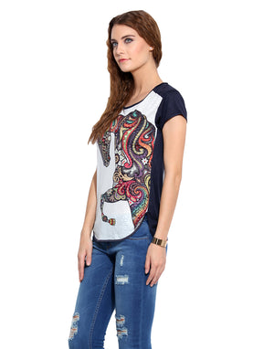 PORSORTE Blouse with digital print & hot fix details - www.porsorte.in