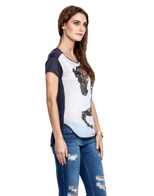 PORSORTE Blouse with digital print & hot fix details - www.porsorte.in