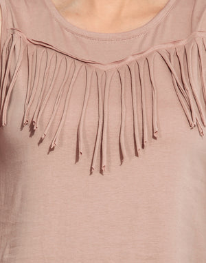 PORSORTE Women's Plain Laser Cut Fringes Cotton Top - www.porsorte.in