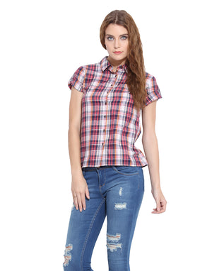 PORSORTE Cotton Check Red Shirt - www.porsorte.in