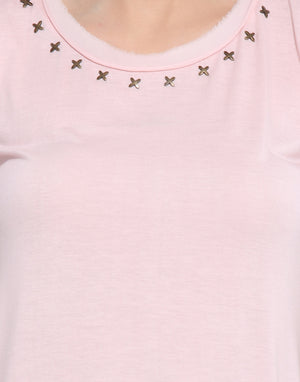 PORSORTE Women's Plain Poly Viscose Pink Top - www.porsorte.in