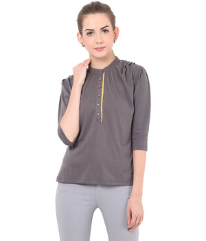 PORSORTE Pleated T Shirt with boll buttons - www.porsorte.in