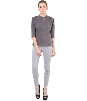 PORSORTE Pleated T Shirt with boll buttons - www.porsorte.in