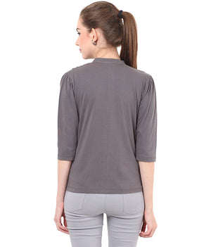 PORSORTE Pleated T Shirt with boll buttons - www.porsorte.in