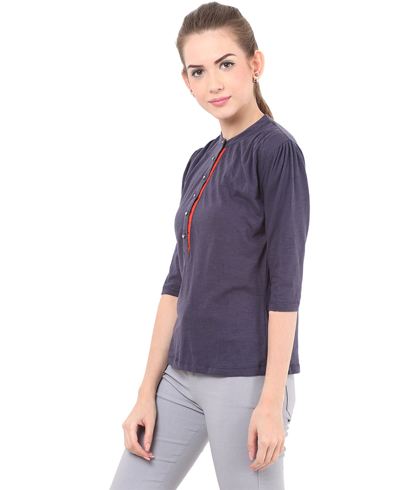 PORSORTE Pleated T Shirt with boll buttons - www.porsorte.in