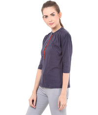 PORSORTE Pleated T Shirt with boll buttons - www.porsorte.in