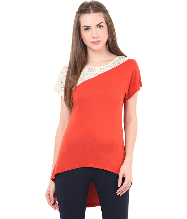 PORSORTE Crochet yoke T-Shirt - www.porsorte.in