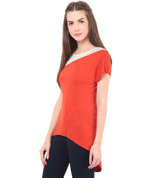 PORSORTE Crochet yoke T-Shirt - www.porsorte.in