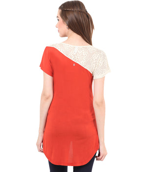 PORSORTE Crochet yoke T-Shirt - www.porsorte.in