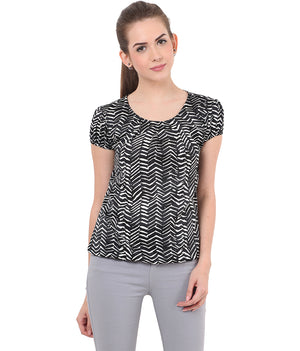 PORSORTE Pleated top in zig-zag print - www.porsorte.in