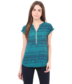 PORSORTE Printed Top with Metal Zipper - www.porsorte.in