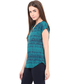 PORSORTE Printed Top with Metal Zipper - www.porsorte.in