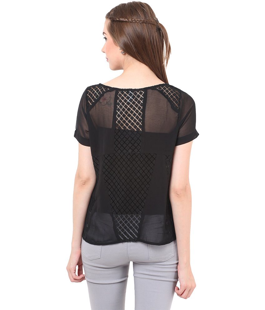 PORSORTE Lacy inserts Top with front laser cut - www.porsorte.in