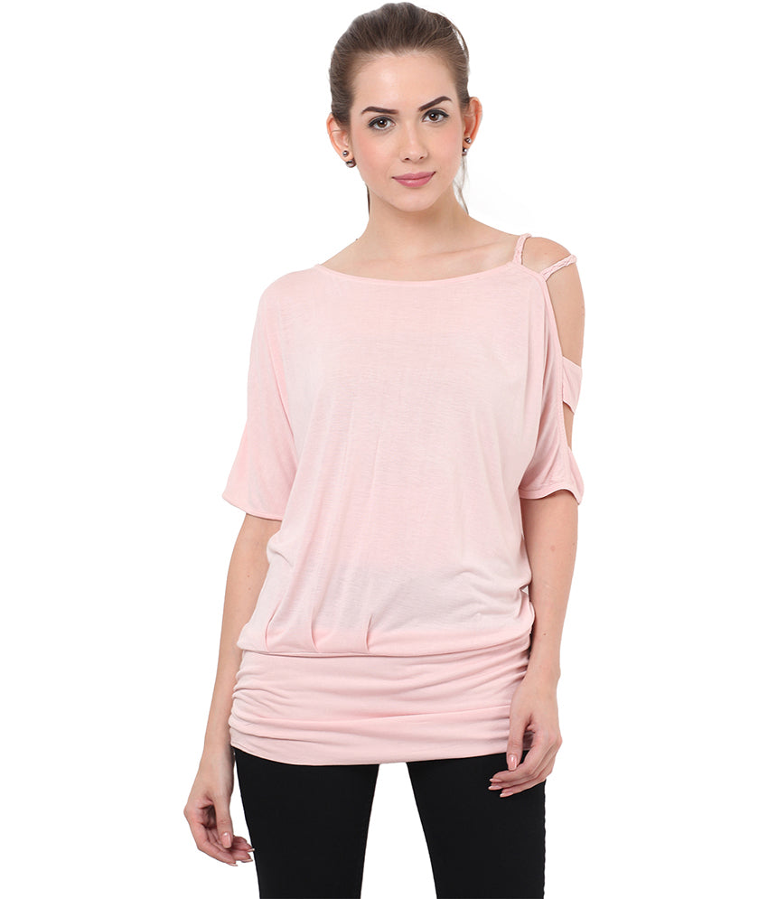 PORSORTE Women's Viscose Solid Cut Sleeve Pink Top - www.porsorte.in