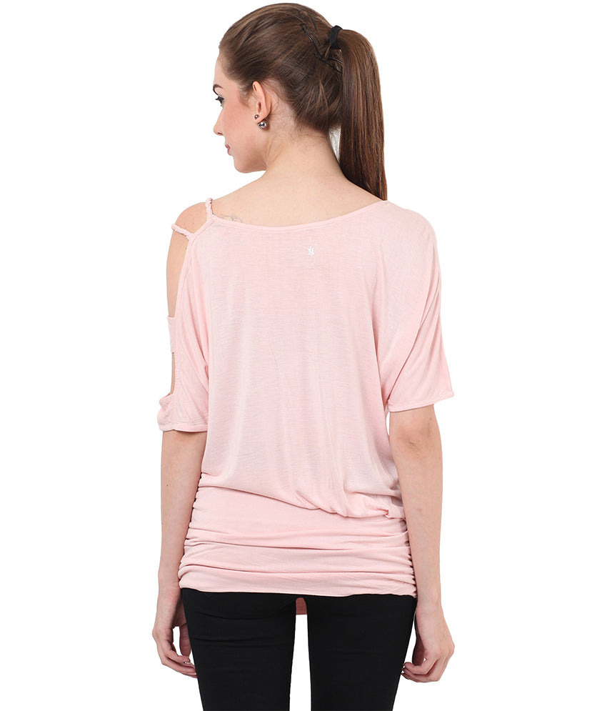 PORSORTE Women's Viscose Solid Cut Sleeve Pink Top - www.porsorte.in