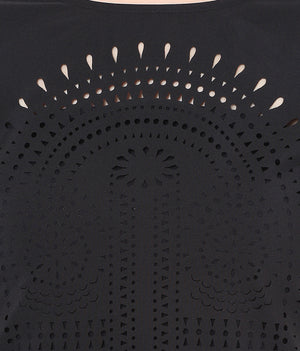 PORSORTE Women's Polyester Solid Black Laser Cut Top - www.porsorte.in
