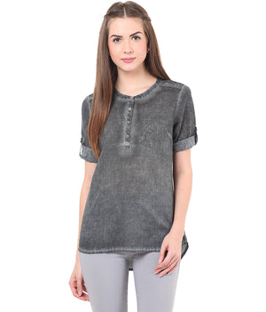 PORSORTE washed shirt with crochet and hand work details - www.porsorte.in