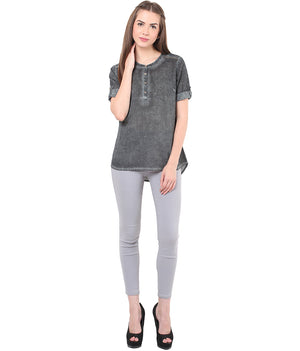 PORSORTE washed shirt with crochet and hand work details - www.porsorte.in