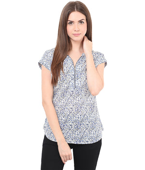 PORSORTE Printed Top with Metal Zipper - www.porsorte.in