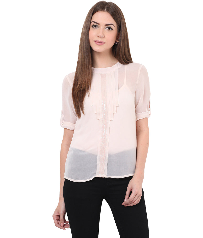 PORSORTE Front pleated Shirt with sequins and separate Speghitti inner - www.porsorte.in