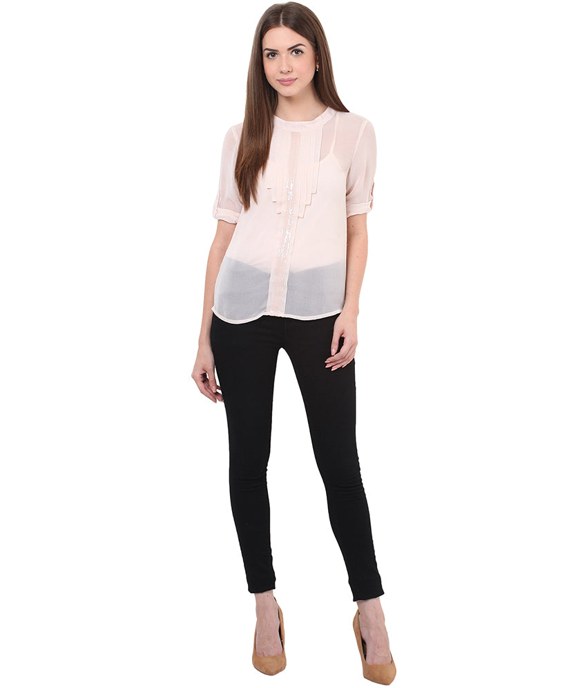 PORSORTE Front pleated Shirt with sequins and separate Speghitti inner - www.porsorte.in