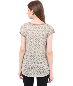 PORSORTE Wahsed Top with contrast neck detail - www.porsorte.in