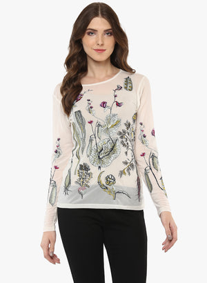 PORSORTE Women's Polyester Spandex Embroidery Top - www.porsorte.in