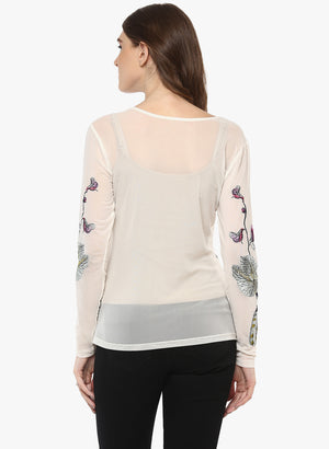 PORSORTE Women's Polyester Spandex Embroidery Top - www.porsorte.in