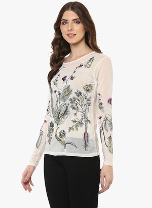 PORSORTE Women's Polyester Spandex Embroidery Top - www.porsorte.in