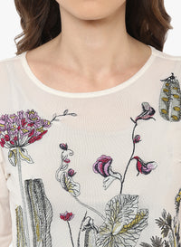 PORSORTE Women's Polyester Spandex Embroidery Top - www.porsorte.in