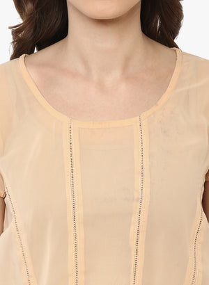 PORSORTE Women's Beige Georgette Lacy Top - www.porsorte.in