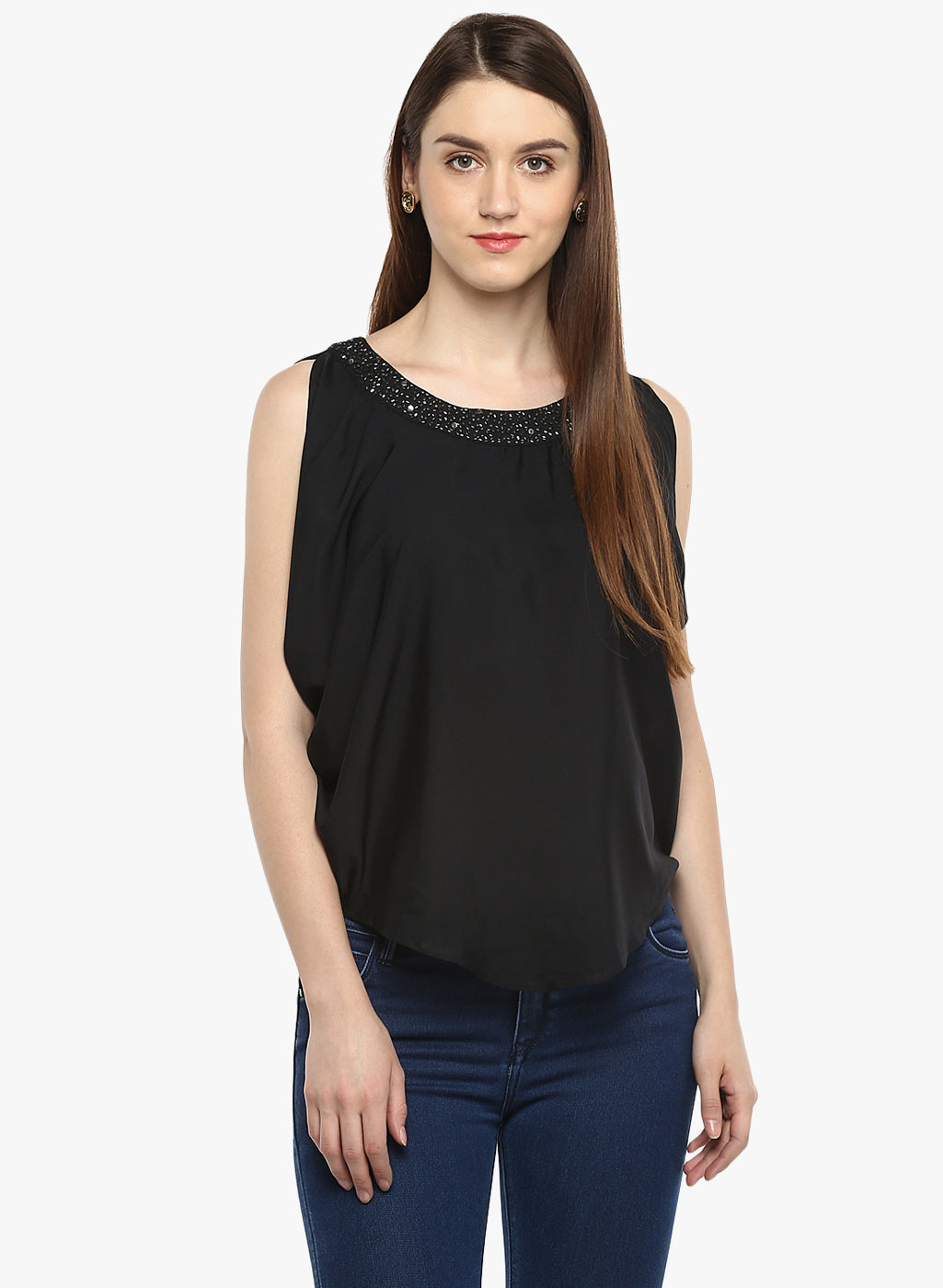 PORSORTE Women's Polyester Embellished Open-Back Hand work Top - www.porsorte.in