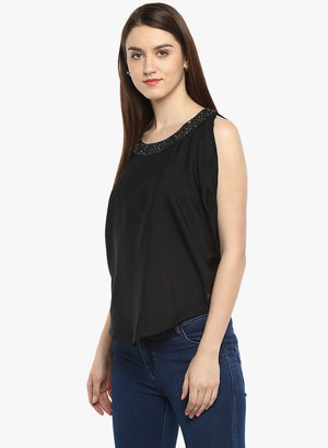 PORSORTE Women's Polyester Embellished Open-Back Hand work Top - www.porsorte.in