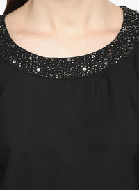 PORSORTE Women's Polyester Embellished Open-Back Hand work Top - www.porsorte.in