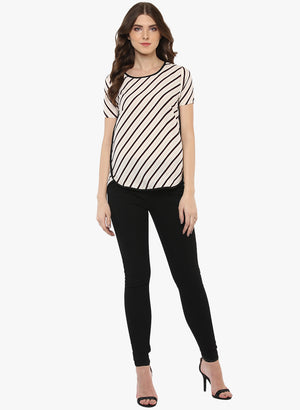 PORSORTE Women's Off White Stripe TOP - www.porsorte.in