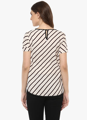 PORSORTE Women's Off White Stripe TOP - www.porsorte.in