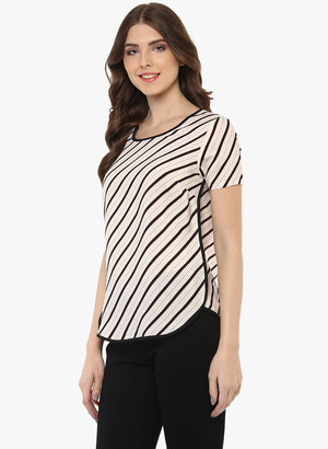 PORSORTE Women's Off White Stripe TOP - www.porsorte.in