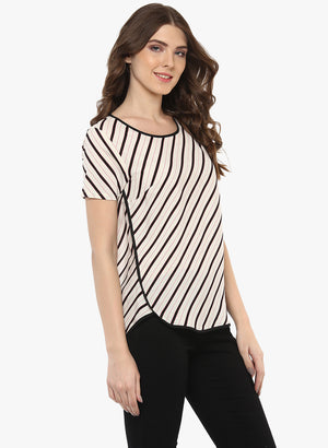 PORSORTE Women's Off White Stripe TOP - www.porsorte.in