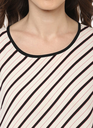 PORSORTE Women's Off White Stripe TOP - www.porsorte.in