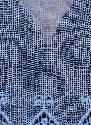 PORSORTE Women's Cotton Blue Pigment washed crochet top with fringes - www.porsorte.in