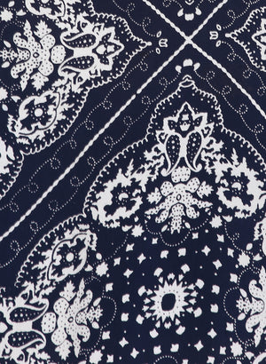 Porsorte Printed Viscose Rayon Blue and White Top - www.porsorte.in
