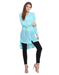 PORSORTE Women's Blue Long Shirt Tunic - www.porsorte.in