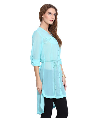 PORSORTE Women's Blue Long Shirt Tunic - www.porsorte.in